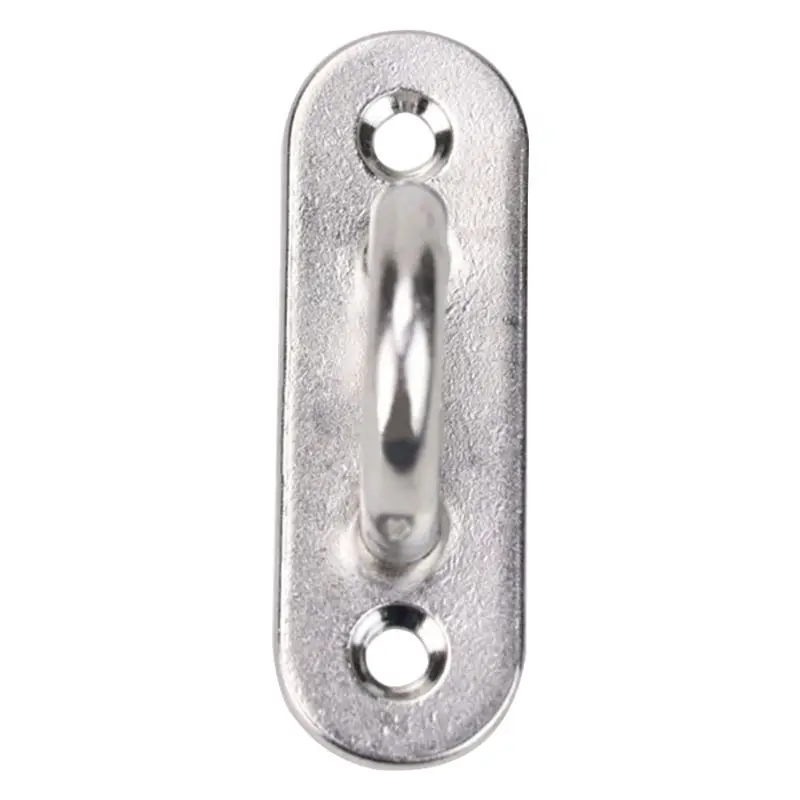 QM 6Pcs 5mm Stainless Steel Eye Plate Oblong Pad Universal Marine Boat Hardware M5 Oblong Pad Eye Plates Hook