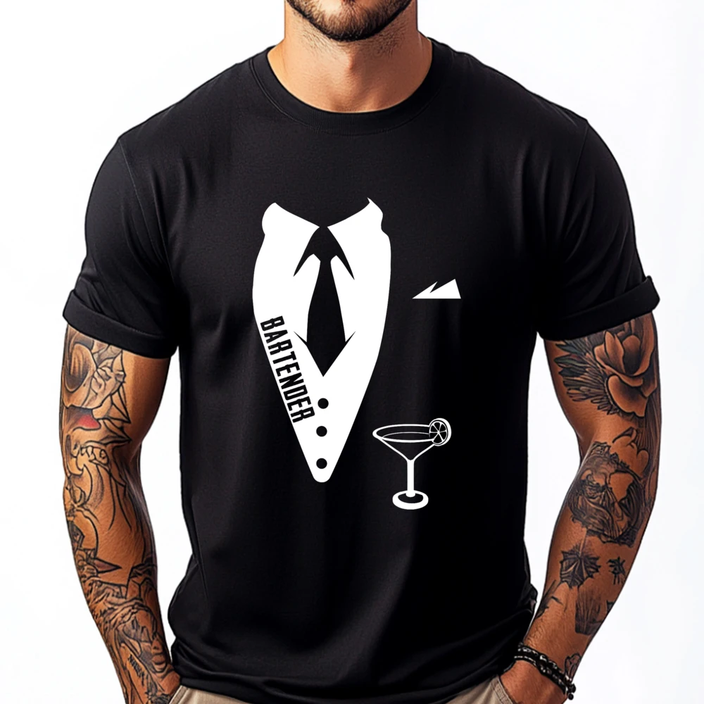 

Funny Bartender Suit Funny T Shirts SOFT Luxury T-Shirt Cotton Comfort Designer Clothes Alphabet Casual