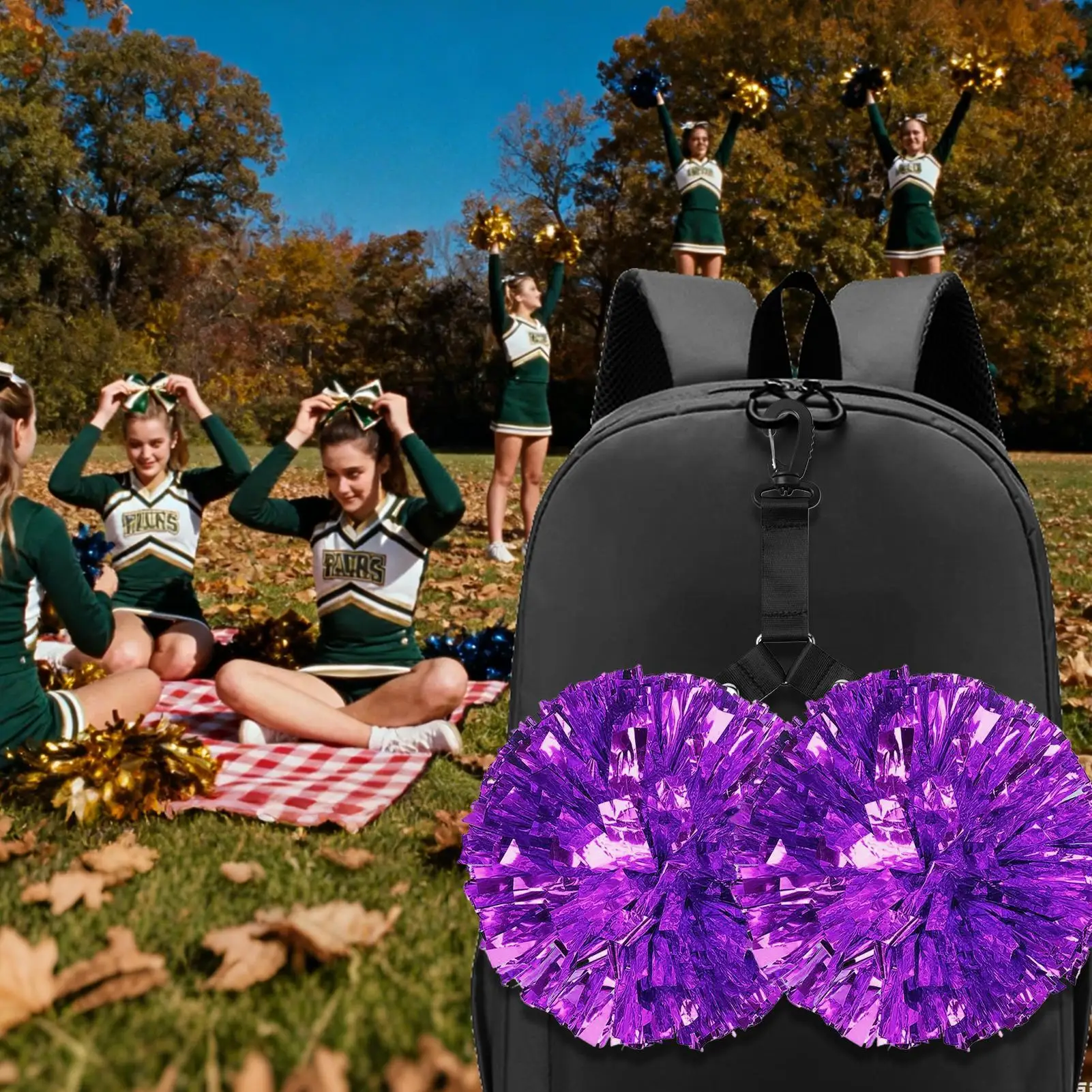 Cheer Bow Holder Pom Holder Portable Cheerleading Accessories for Teen Girls High School College Sports