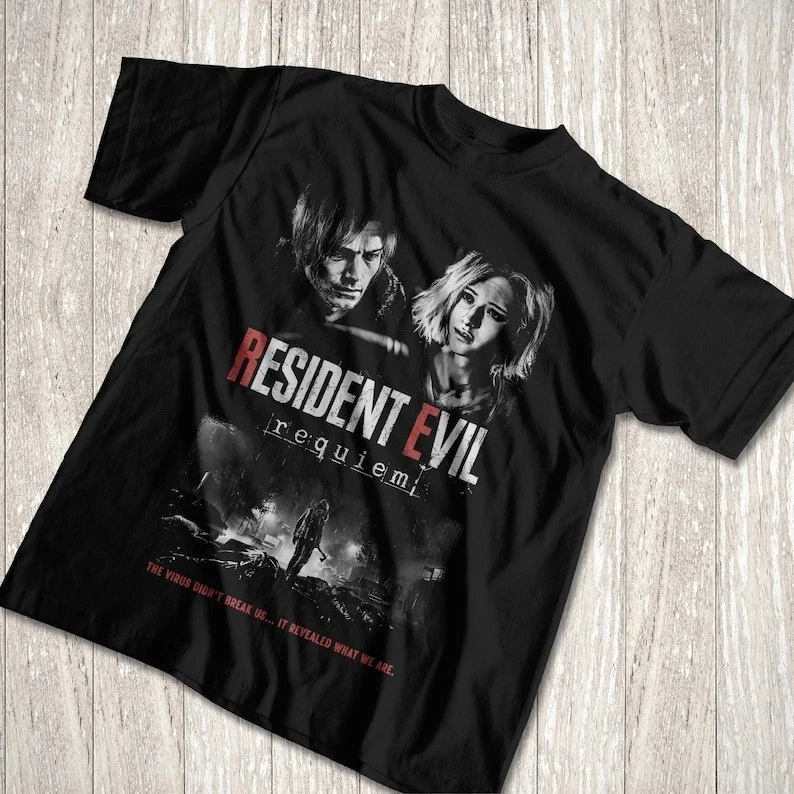Resident Evil Requiem Leon Kennedy T-shirt Gif for Fan Graphic Short Sleeve Women's T-shirts for Summer Unisex