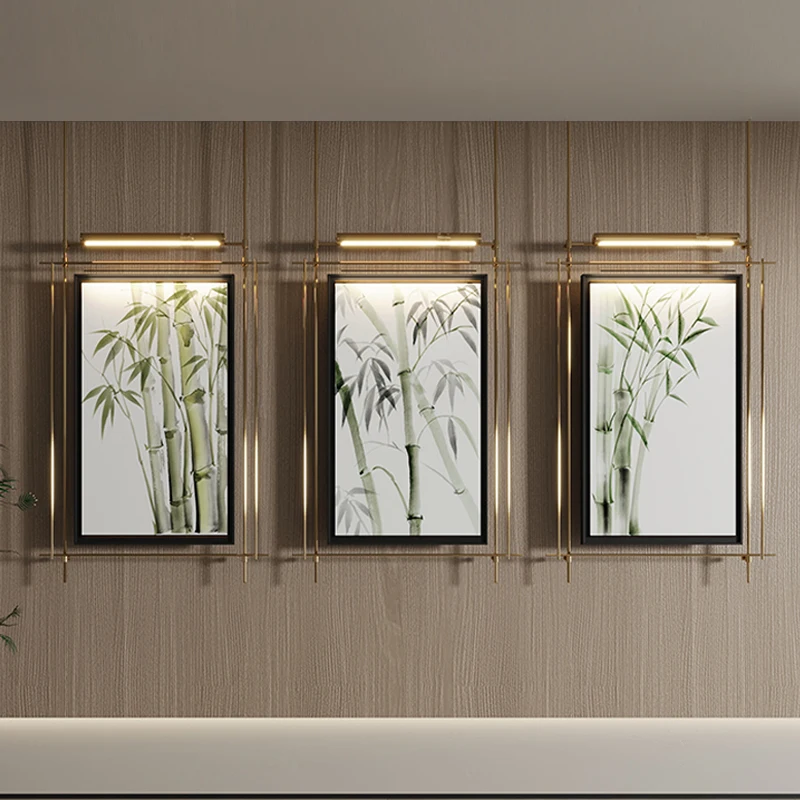 

Modern simple wabi style wallron decorative painting creative hanging painting with lamp three-dimensional art decoration