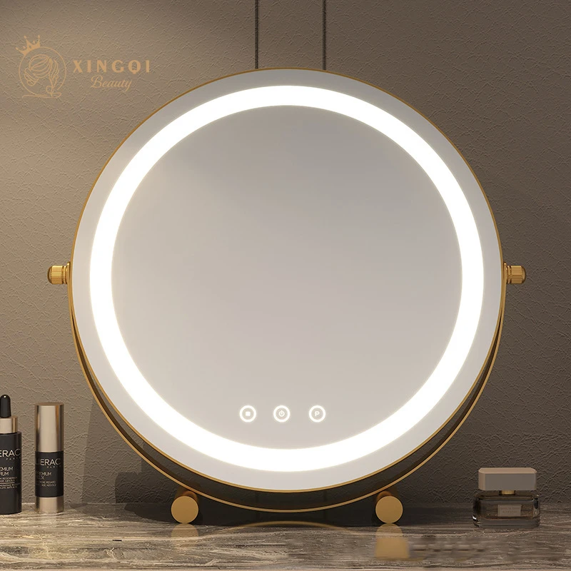 30cm medium size makeup vanity mirror portable led mirror desk round mirrors for living room dressing rechargeable/plug-in