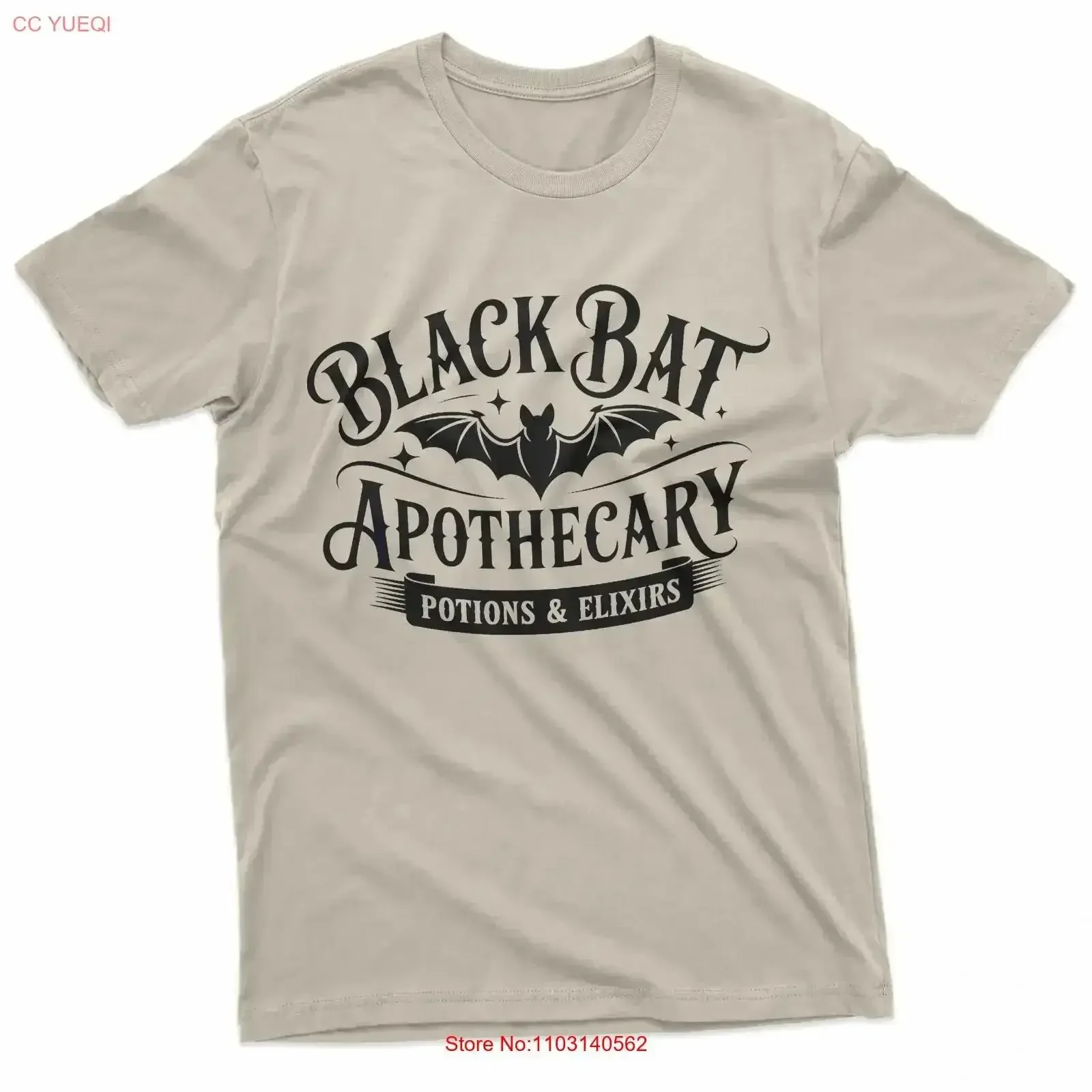 Black Bat Apothecary Potions Elixirs T Shirt vintage Washed Casual fashion designer clothes graphic Breathable Versatile