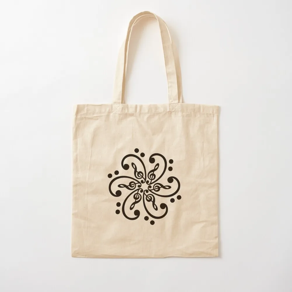 Music, bass clef, treble clef, mandala, musician, classical, musical notes Tote Bag canvas tote bag custom tote bag