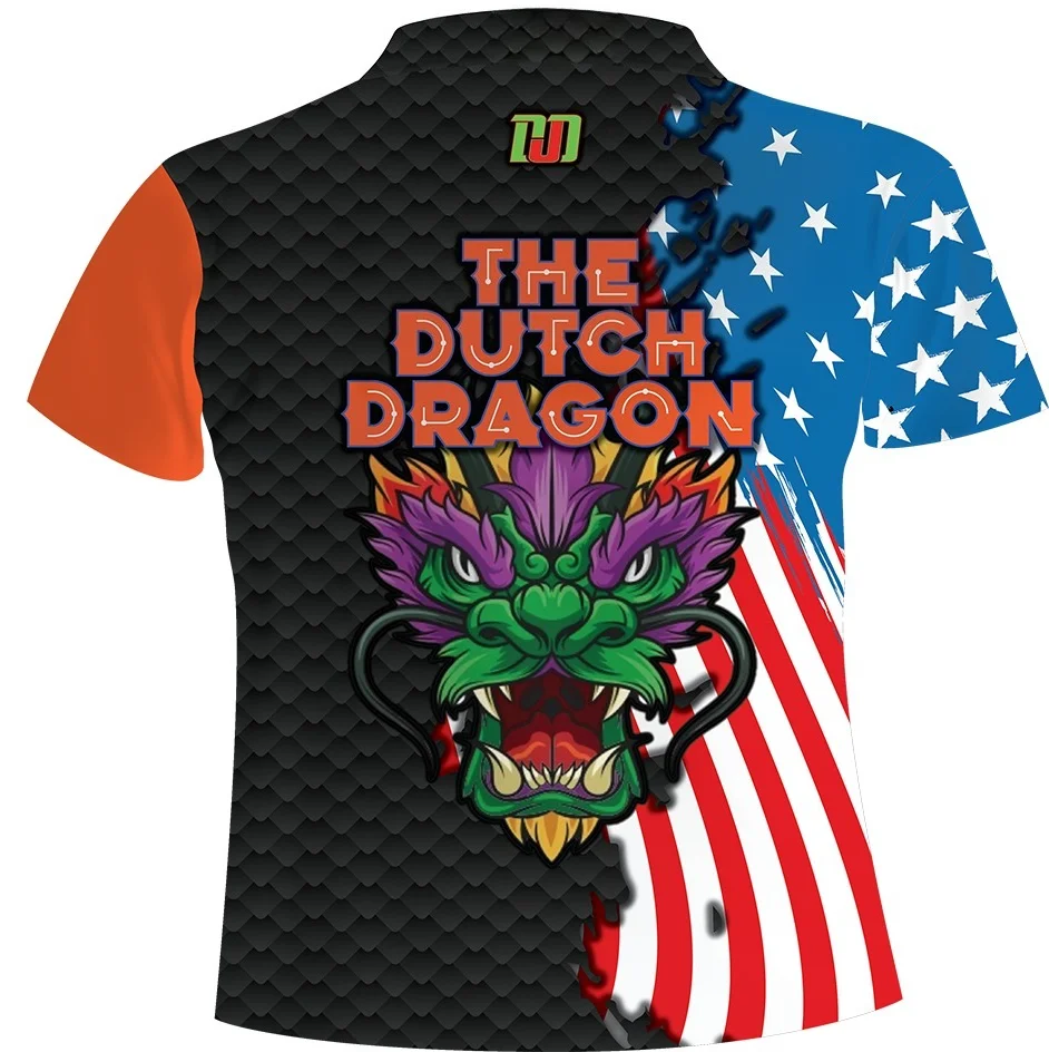 Men's Turn-Down Collar Half-Zip Darts Polo | Street-Style Artistic Print | Casual Top for Recreational Dart & Daily Hangouts