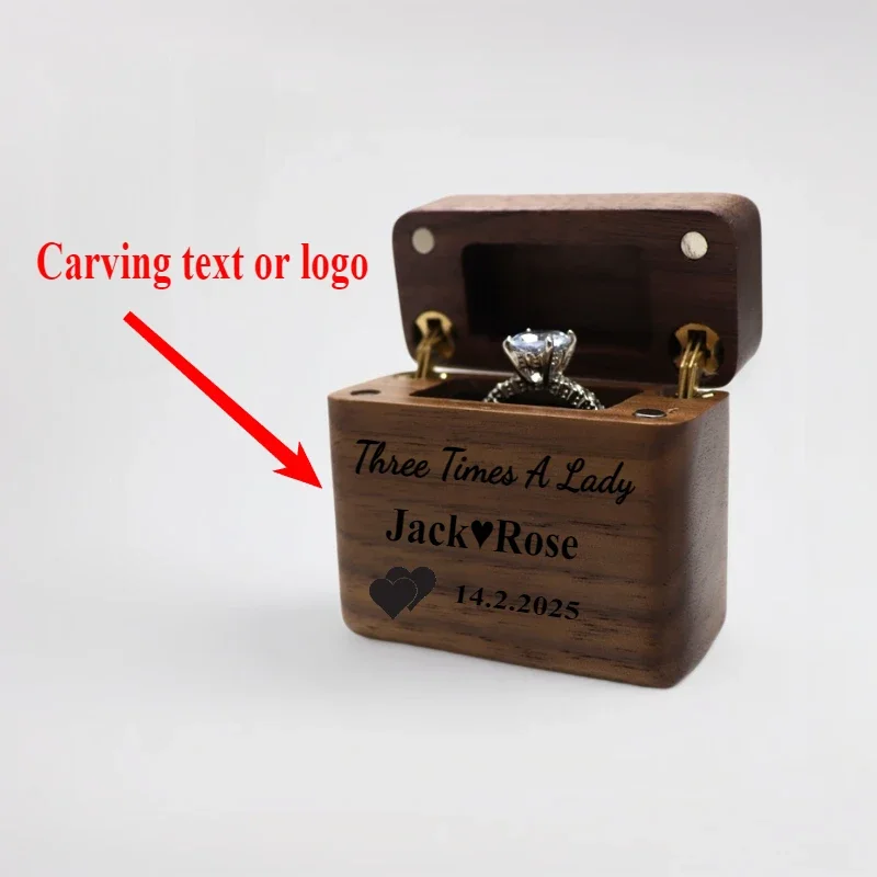 

Custom Engraved Logo and Text Walnut Jewelry Storage Box with Double Brass Hinges and Magnetic Closure