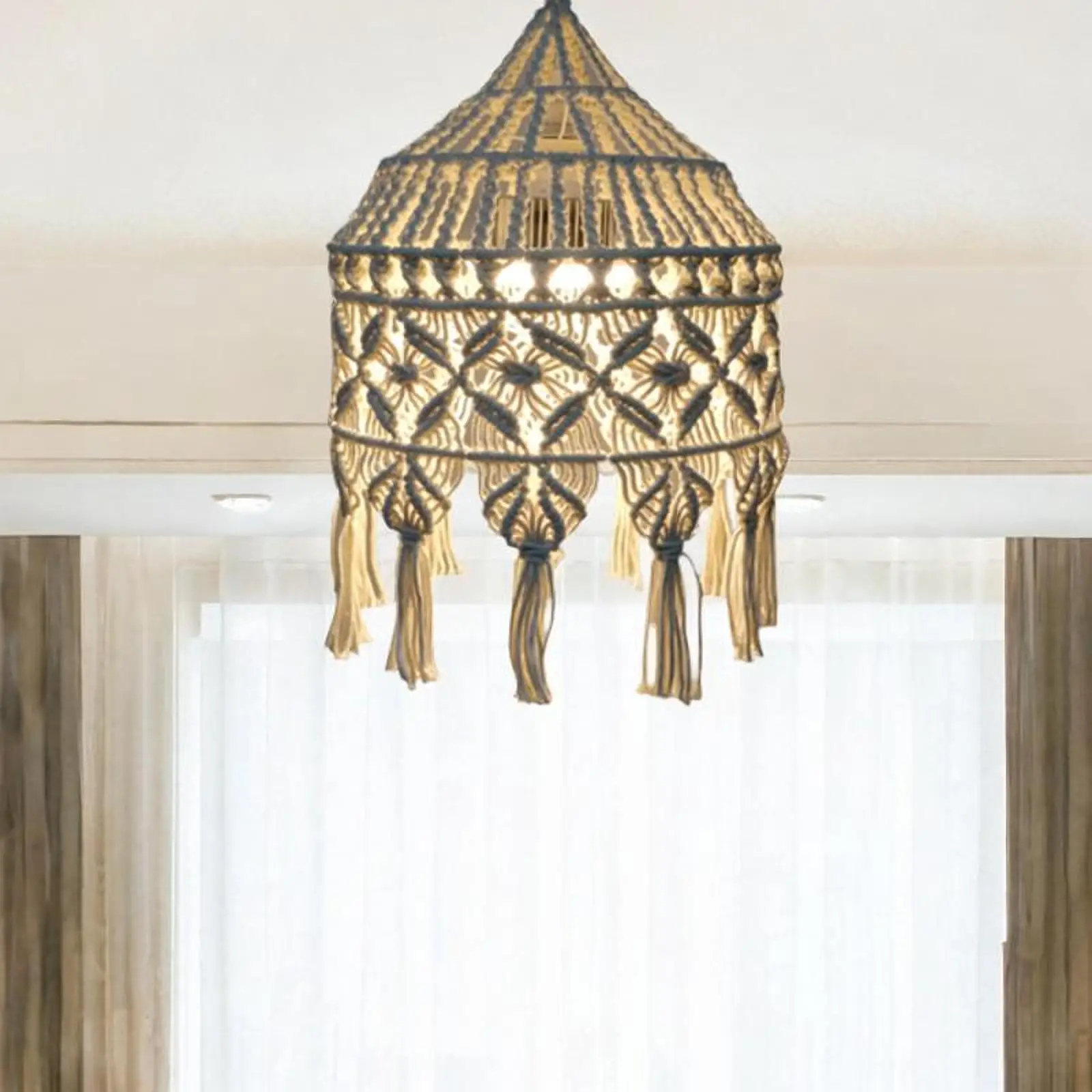 Boho Lampshade, Ceiling Macrame Lampshade, Gift, Handmade Woven Tassel