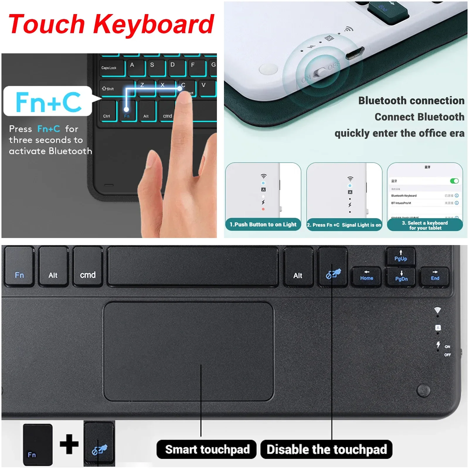 Imagem -04 - Capa Magnética sem Fio Bluetooth Touchpad Teclado Retroiluminado Lenovo Xiaoxin Pad Pro 12.7 2025 Tb375fc Tb373fu 12.7