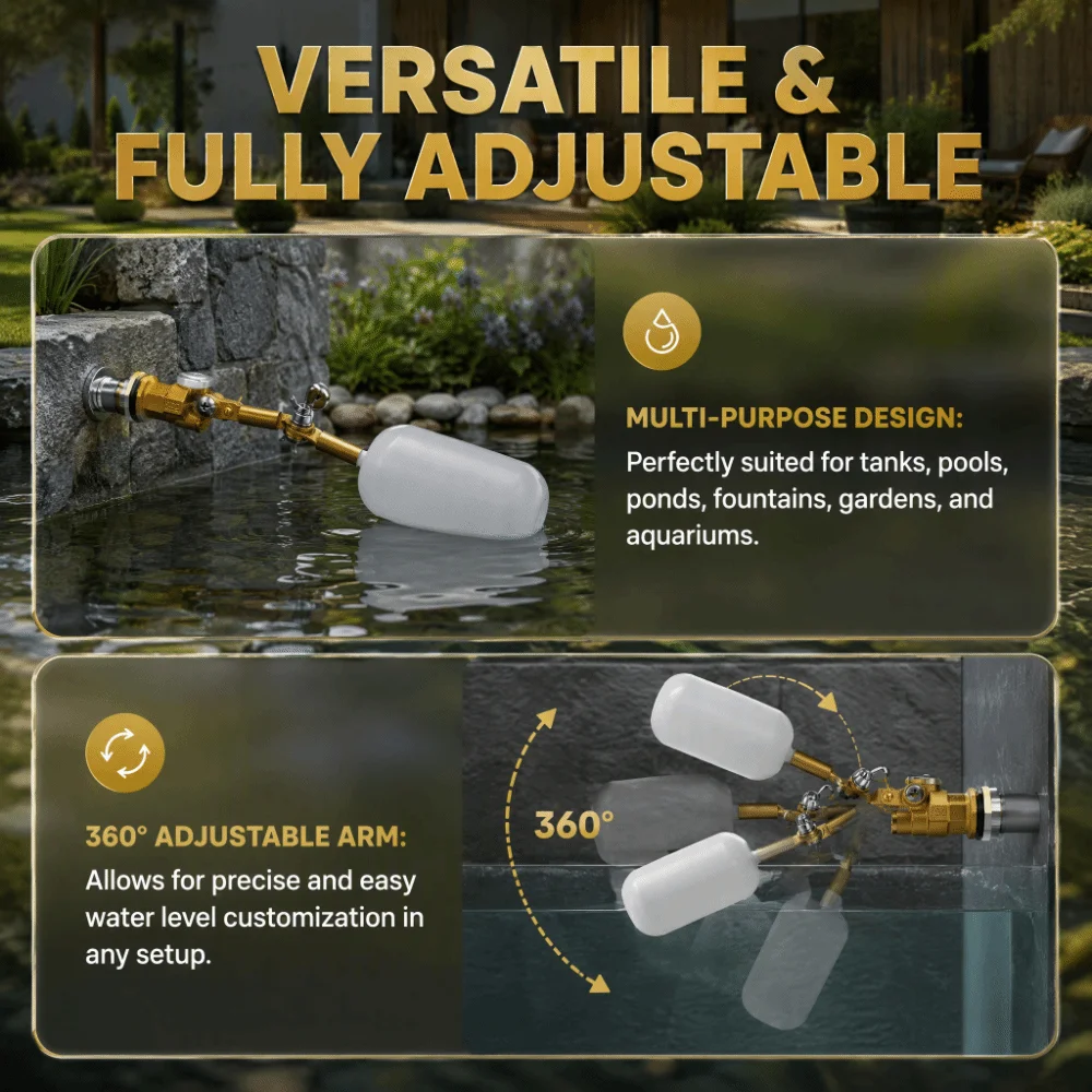 2pcs set Reliable 1/2 Inch Brass Float Valve Adjustable Arm Durable Auto Fill Valve Brass Material Water Float Valve Pond
