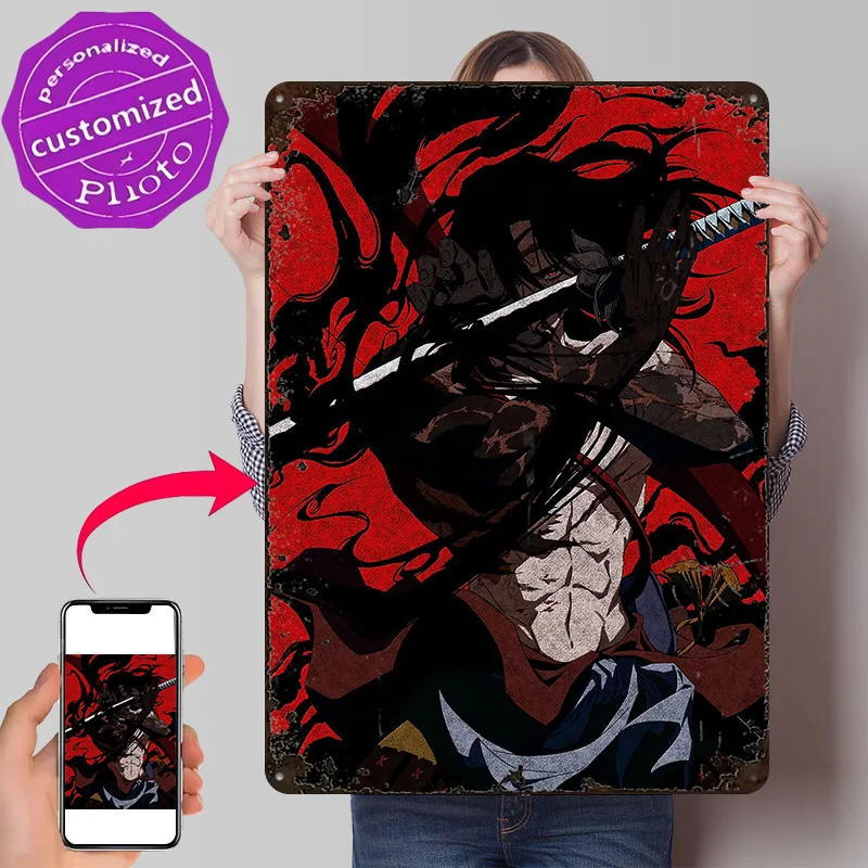 Samurai Sekiro 3D Texture Metal Poster Customized Wall Art Tin Sign Gift for Mancave Office Decoration Gaming Garage Decorations