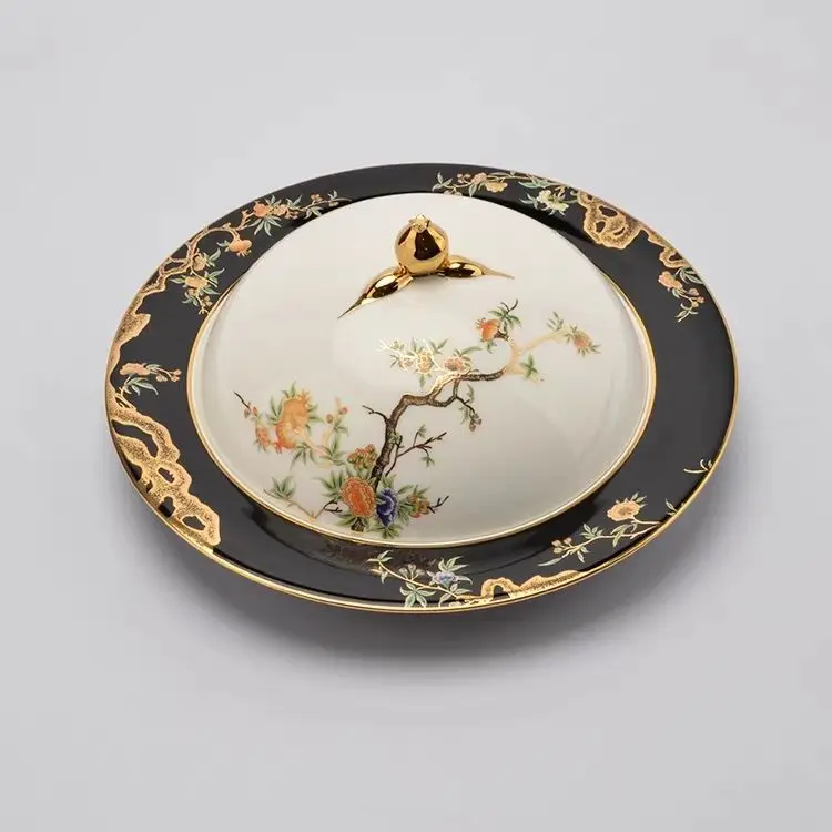 Tableware 2-head large Hehe abalone plate with lid vegetable plate gift box