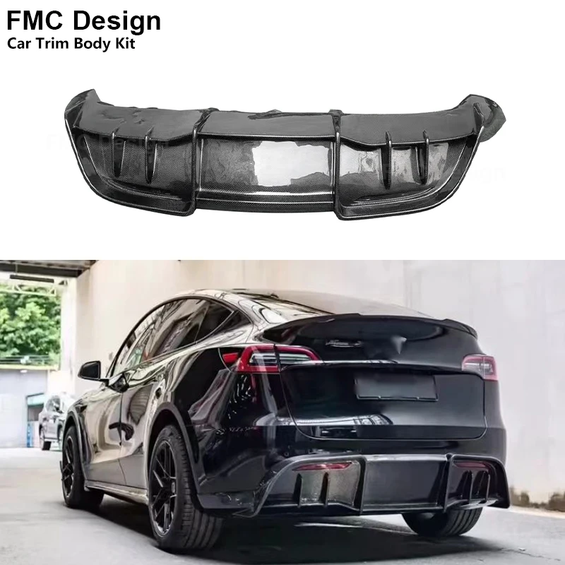 

Carbon Fiber For Tesla Model Y 2020+ Car Rear Bumper Lip Diffuser Spoiler Parts Upgrade Body kit Car Accessories