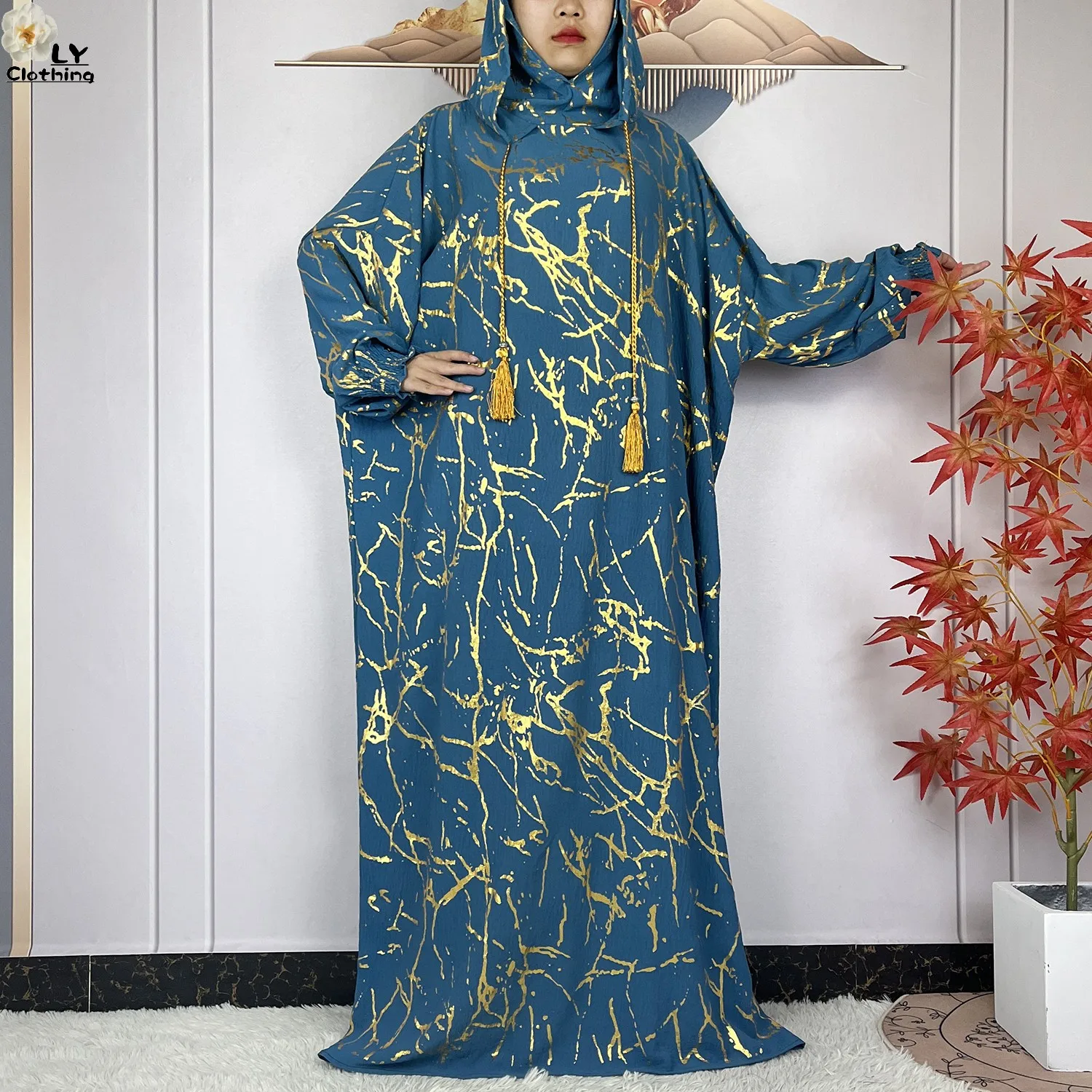 New Ramadan Muslim Woman Prayer Clothes Double Hoods Abaya Cotton Dresses Loose Women Dress Kaftan Dubai Turkey Islam Clothing