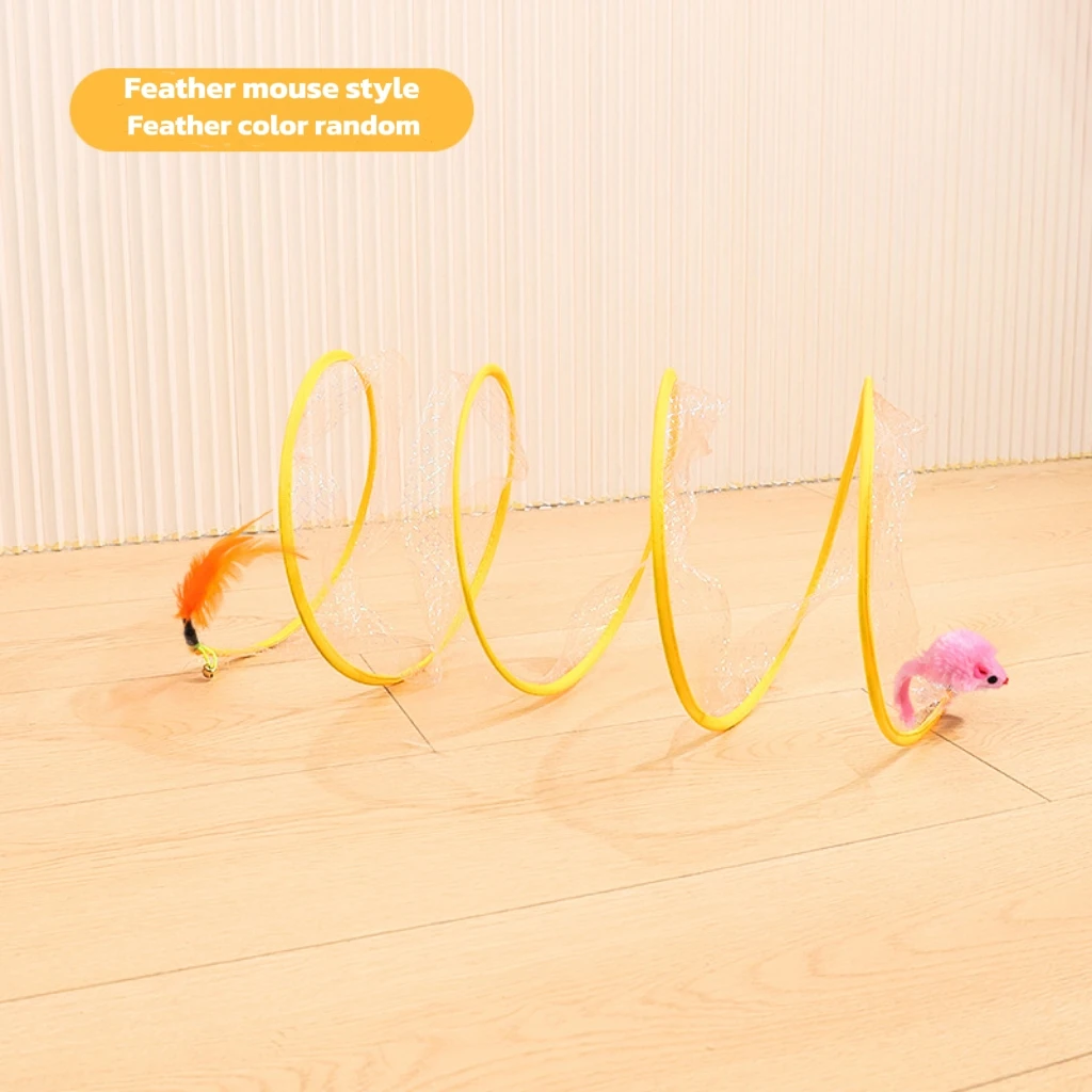 Folded Cat Tunnel S Type Cats Tunnel Spring Toy Mouse Tunnel With Balls And Crinkle Cat Outdoor Cat Toys For Kiten Interactive