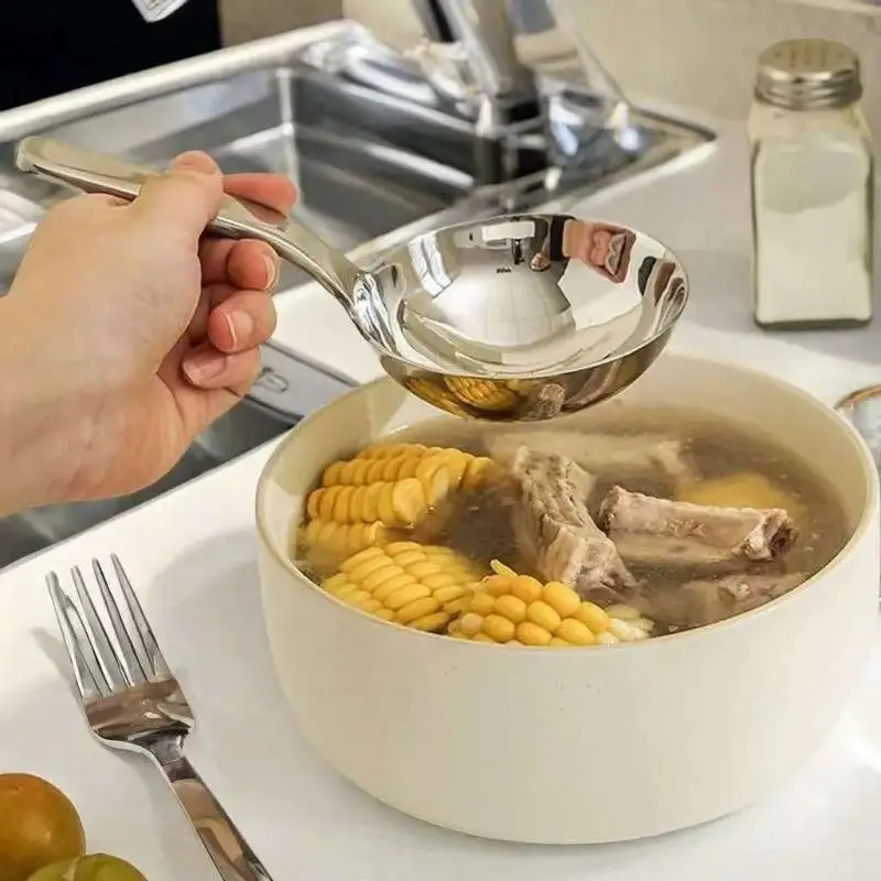 201Stainless Steel Deepen Tablespoons Soup Ladle Short Handle Large Ramen Bouillon Spoon Kitchen Tableware Cooking Utensils...