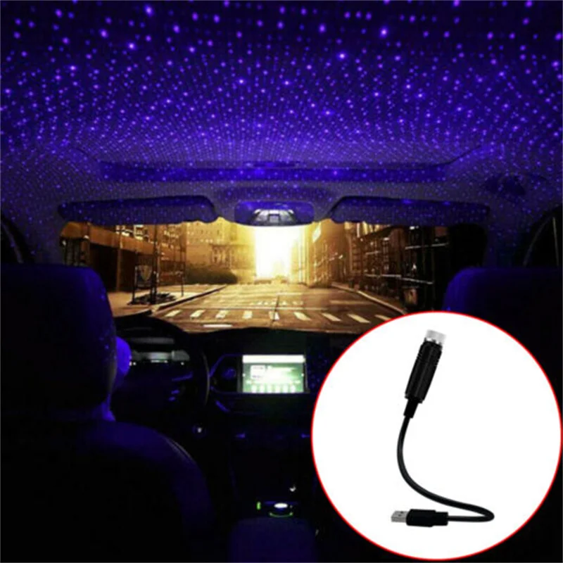 USB ambiente estrela noite luzes, lâmpada atmosfera, acessórios interior do carro