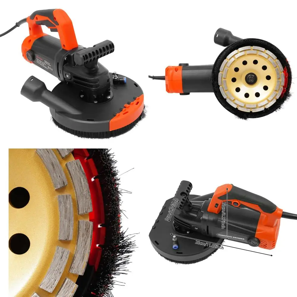 

7-дюймовый комплект шлифовальной машины для бетонной поверхности с пылеудалением и двигателем мощностью 2200 Вт, шестискоростная регулировка для профессионального использования