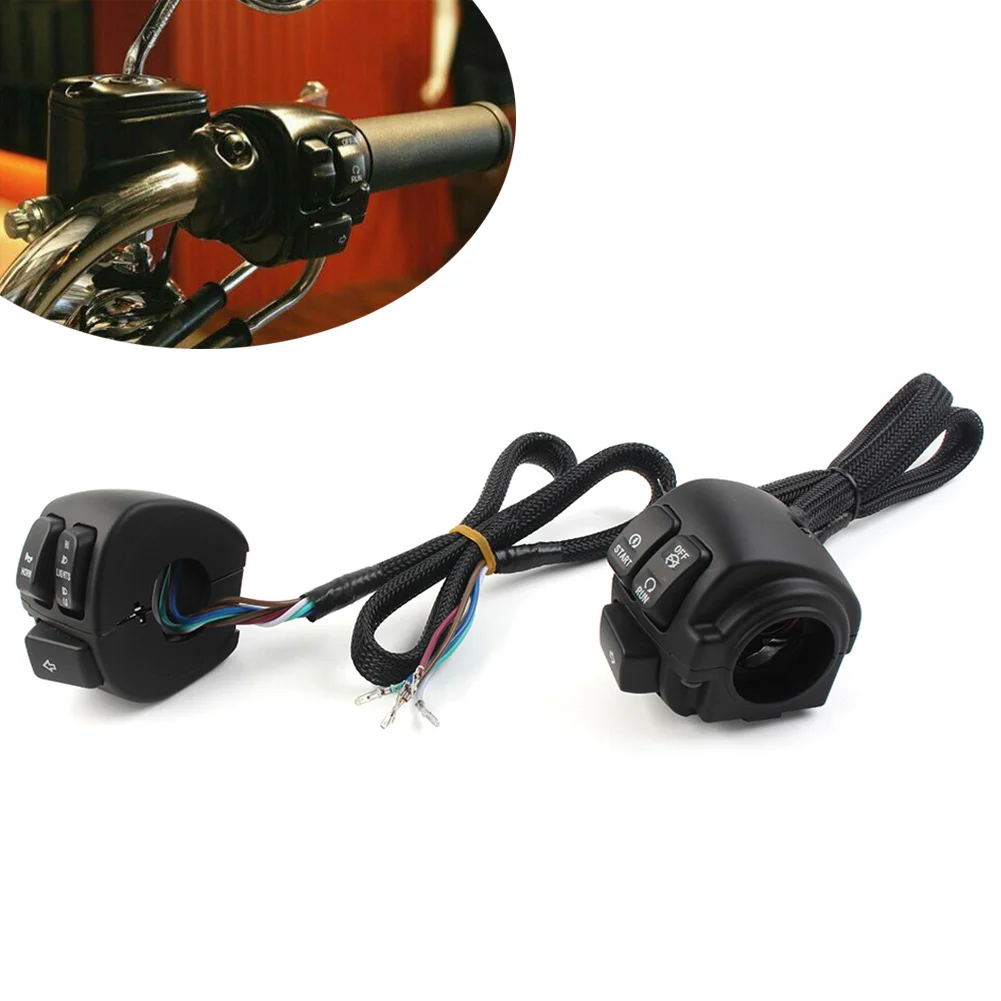 

Black Motorcycle Handlebar Control Switches+Wiring Harness For Harley Davidson Dyna Vrod Softail Sportster 1996-2014