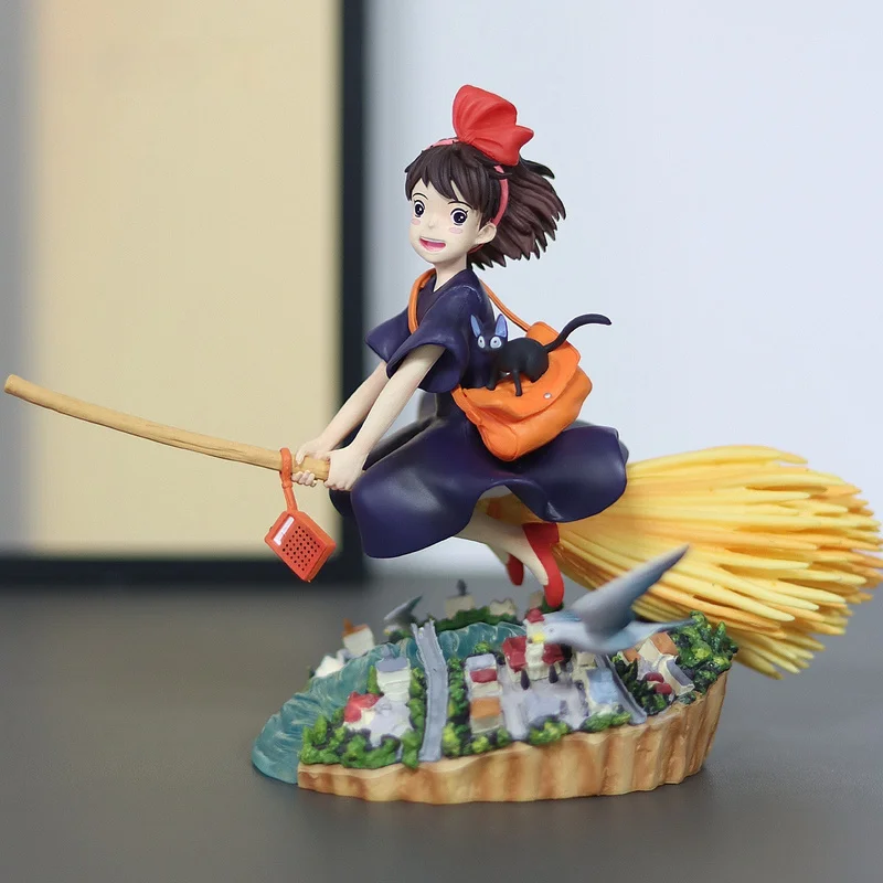 Figura de Anime en Stock: Servicio de Entrega de Kiki, Modelo Coleccionable de Chica Mágica, Jiji Gato Negro, Decoración Alta para Escritorio, Juguete Periférico de Anime