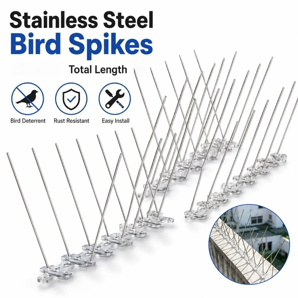 Pigeon Spikes Stainless Steel Bird Repeller Set Deterrent Anti Bird Pigeon Squirrel Cats Repellent for Garden Fence Roof view 2