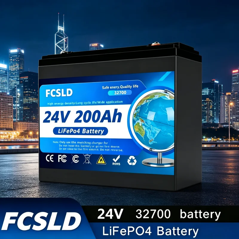 

New LiFePO4 32700 24V 100Ah-200Ah Battery Built-in 200A BMS Rechargeable Lithium Iron Phosphate Solar Off-grid Battery