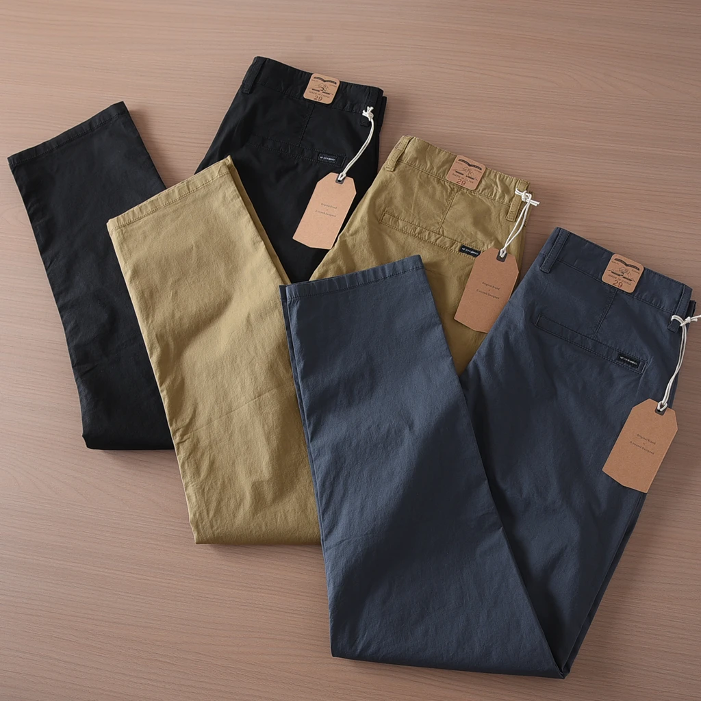 

Mostosea Men's Summer Thin Versatile Retro Pure Cotton Casual Pants Straight Leg Breathable Comfortable Faion Urban Sle