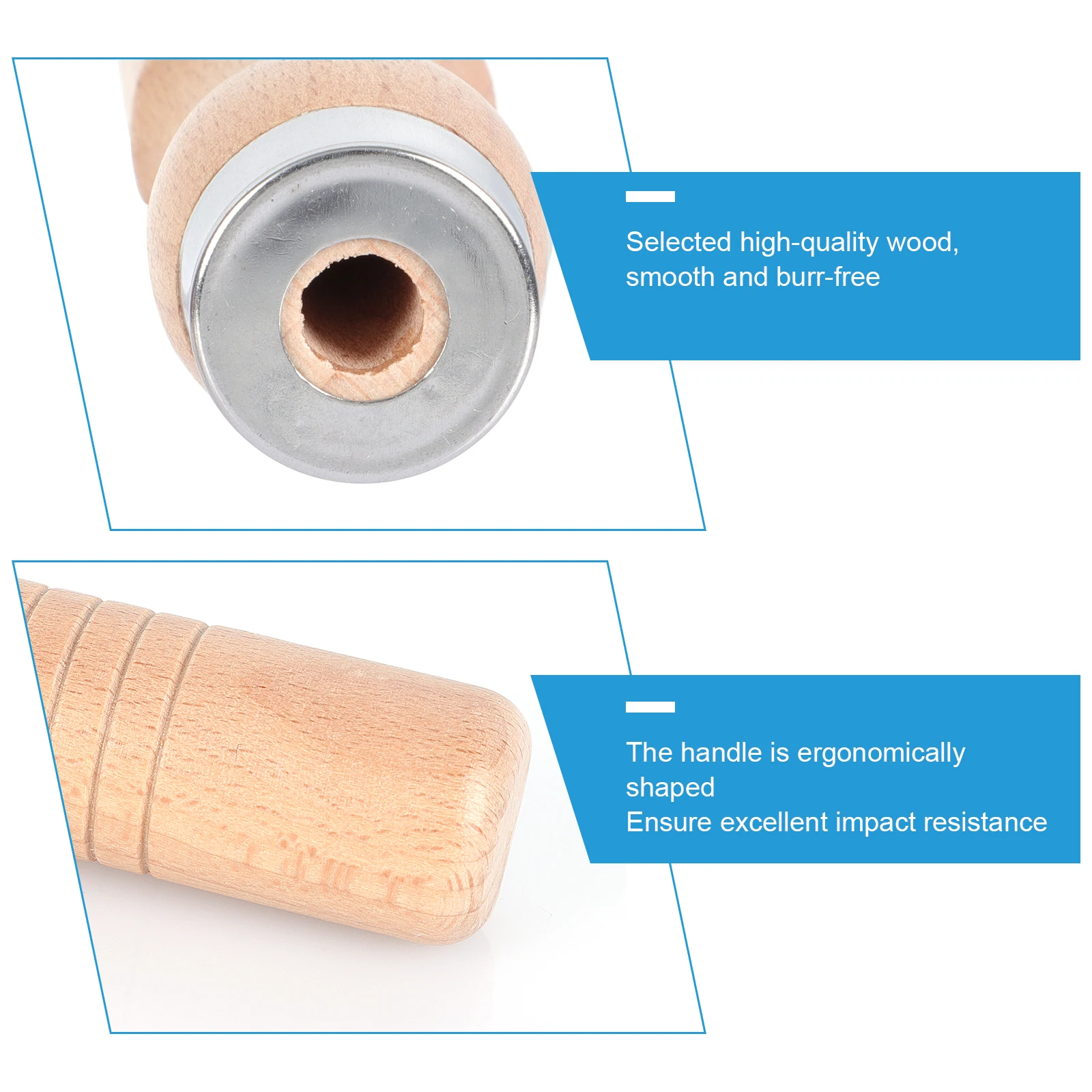 

4pcs Round Hole File Handles Wooden Ergonomic Metal Collar Durable Woodworking Tool Handle For Metal Files Wood Rasps