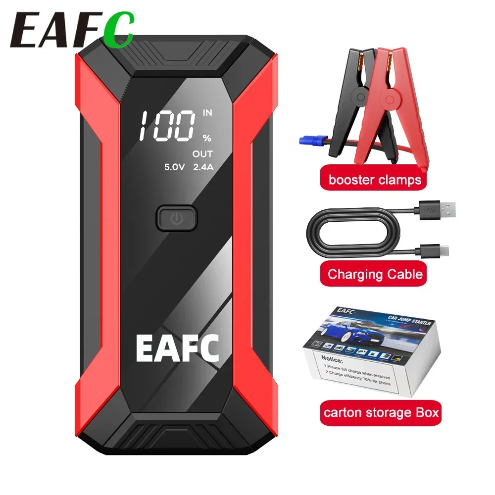 Avviatore di Emergenza per Auto EAFC 3000A, Booster Batteria 12V, Power Bank per Motori a Benzina 6.0L e Diesel 4.0L, Morsetti Intelligenti/Standard, LED, USB, Emergenza