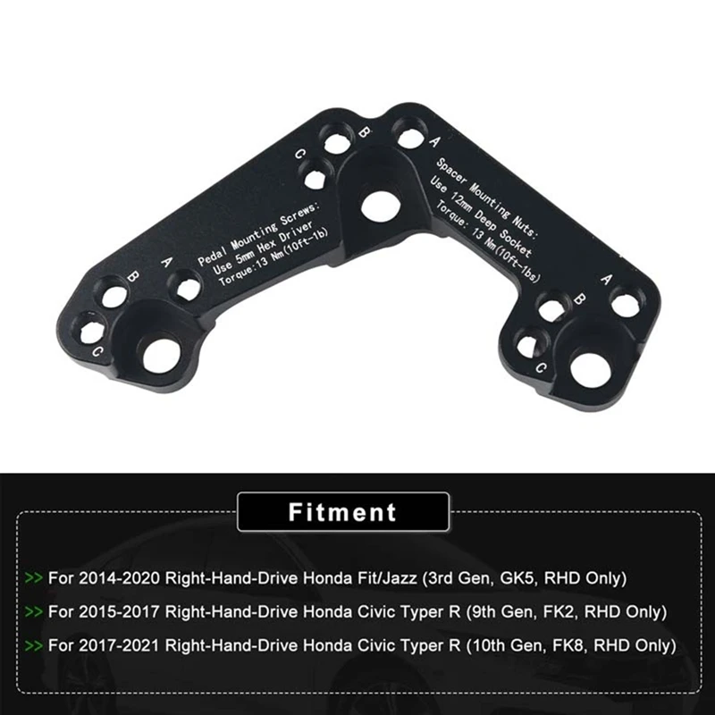 Super Sale Aluminum Throttle Pedal Spacer for Honda Civic Jazz Fk2 Fk8 Gk5 14+ RHD Enhanced Driving Precision