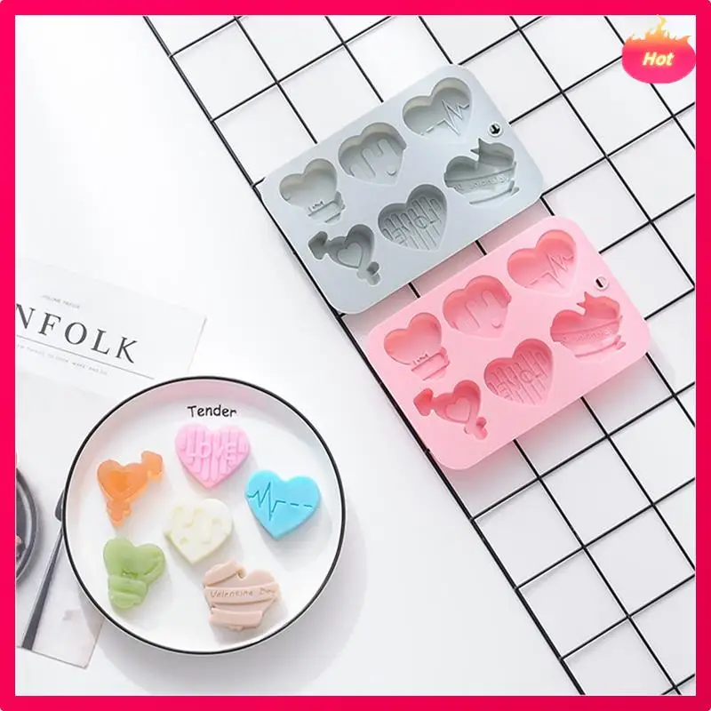 New 5PCS Love Silicone Mold DIY Gypsum Cement Concrete Candle Soap Mold Chocolate Candy Biscuit Baking Tool Valentine's Day Dura