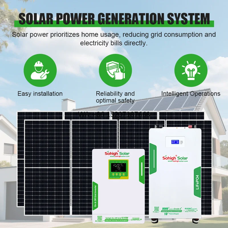 Energy Storage System MPPT LiFePO4 Lithium Battery Pure Sine Complete Home Hybrid Solar System Kit 1KW 3KW 6KW 12KW 16KW 25KW