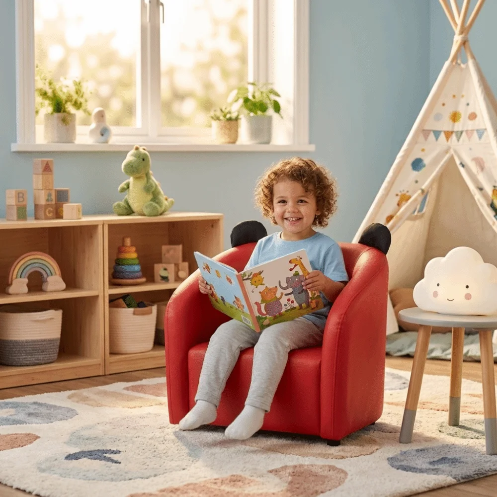 Compact Size Sofa Chair -Friendly Size Cartoon Design Children Seating Furniture Lightweight Structure Small Couch Seat