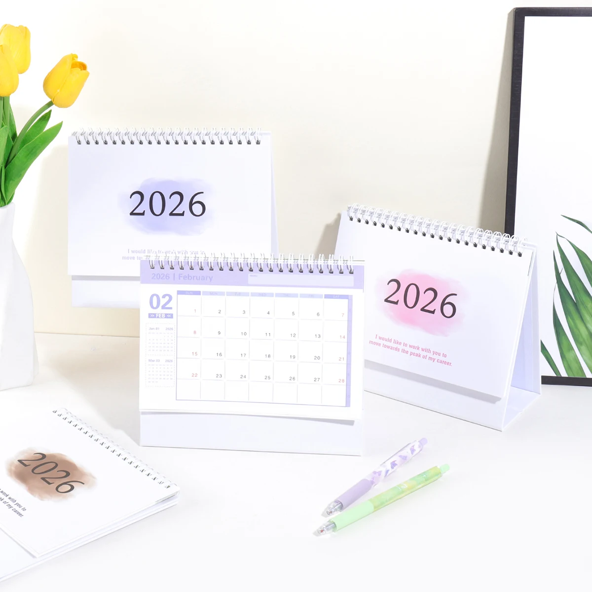 قطعة واحدة من تقويم سطح المكتب الشهري الجديد لعام 2026، قابل للطي، مذكرة خلفية، سطح مكتب المدرسة وديكور العطلات، ضروري للمنزل