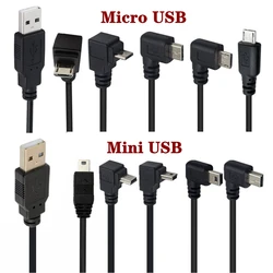 Micro Mini USB 5pin Male to USB male Up Down Left Right Angled Double 90 Degree Fast Data Charge connector Short Cable Cord 3 5m