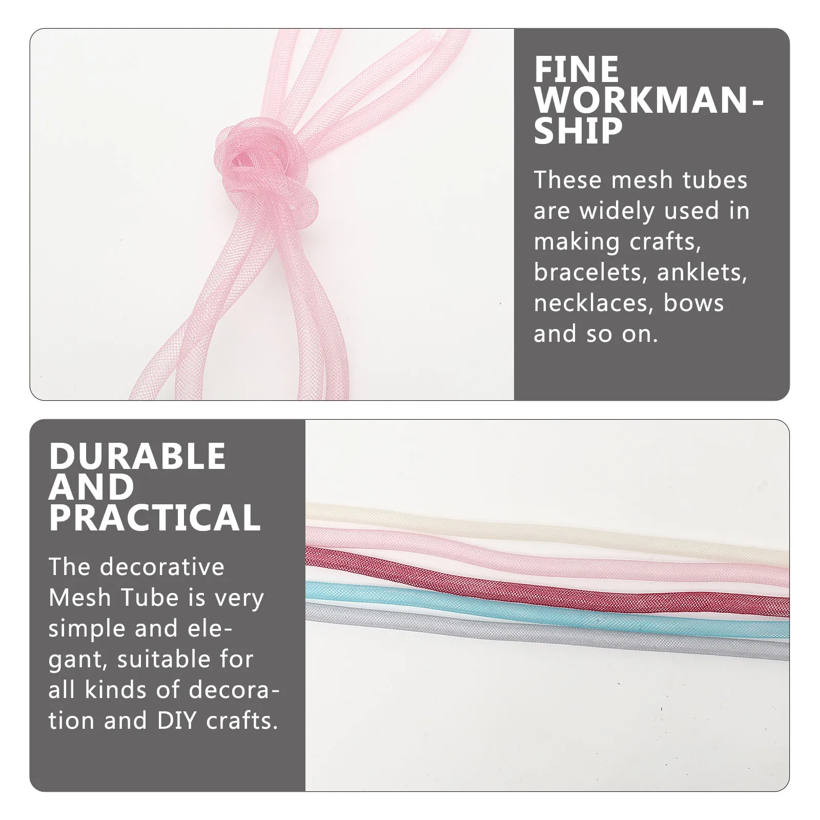 

5 Pcs Colorful Nylon Mesh Tubing Hair Accessories Craft Materials Decorative Bracelet Braid Bowknot Wedding Party Decoration
