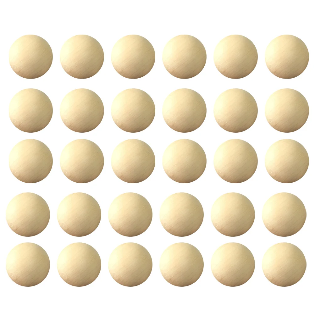 

60pcs Wooden Diy Beads 25Mm Unfinished Round No Hole Natural Hemu Wood Craft For Decorative Chic Small -Purpose