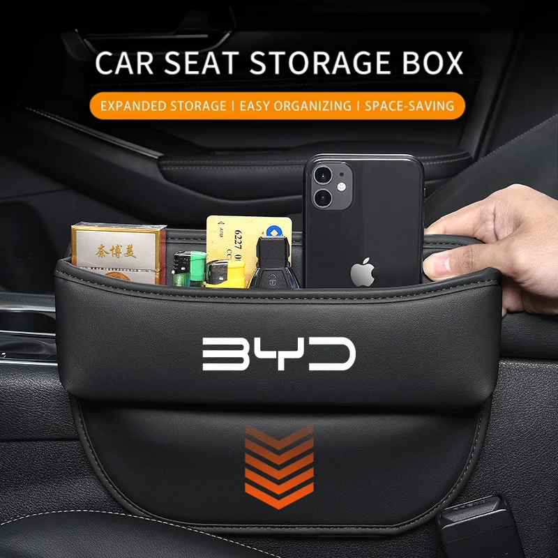 Car Seat Gap Storage Box Gap Organizer PU Leather Phone Key Holder For BYD Seal U Dolphin Mini Sealion 7 Song Pro ATTO 3 Yuan UP