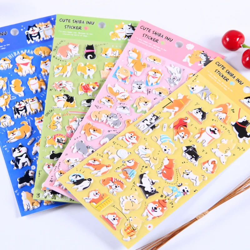 3D Shiba Inu Dog Student Reward Bubble Sponge Stickers Kawaii Creative Peripheral Hand Account Decoration Diy Material Gift