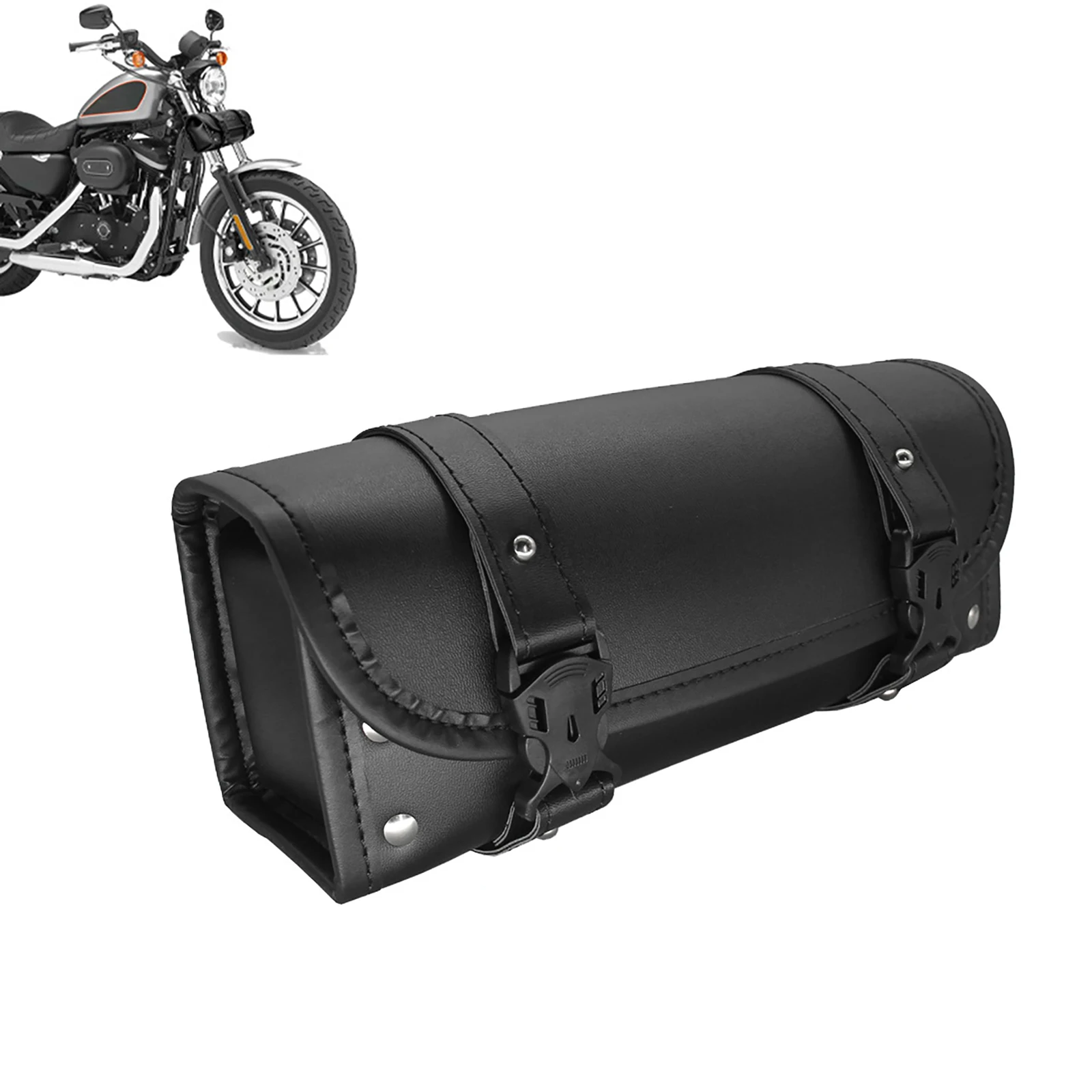 

1PCS PU Leather Motorcycle Fork Tool Bag Front Rear Luggage Saddlebag Handlebar Bags for Motorbike Universal Accessories