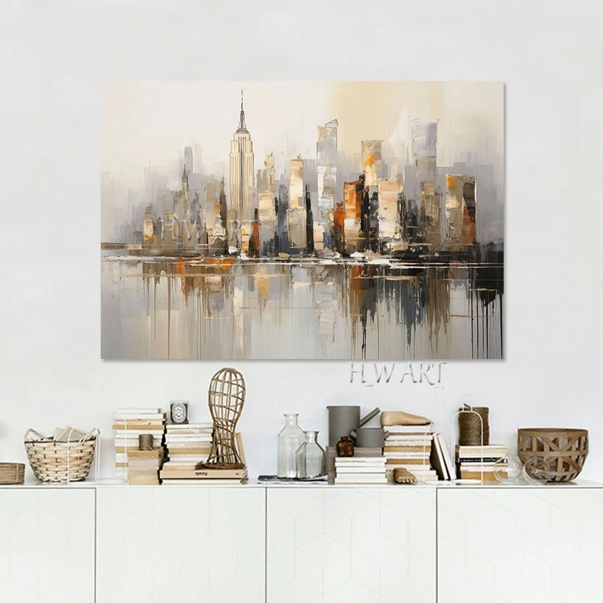 

Beautiful Scenery Wall Painting 3d City Building Landscape Art Picture New Design Decoration Painted Canvas Abstract Frameless