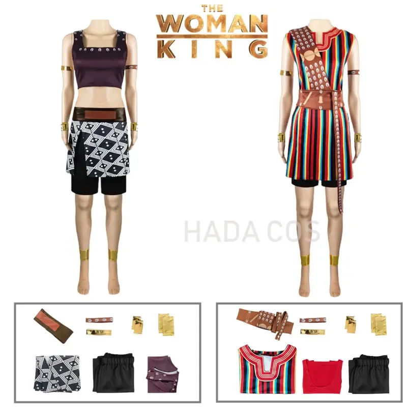 The Woman King Cos Nanisca Cosplay Costume Dahomey Female Soldier Vest Skirt Dress Outfits Halloween Carnival Suit Roleplay 2022