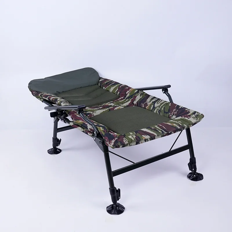 European-Style Carbon Steel Multi-Purpose Outdoor Fishing Chair Thickened Reinforced Foldable Reclining Camouflage