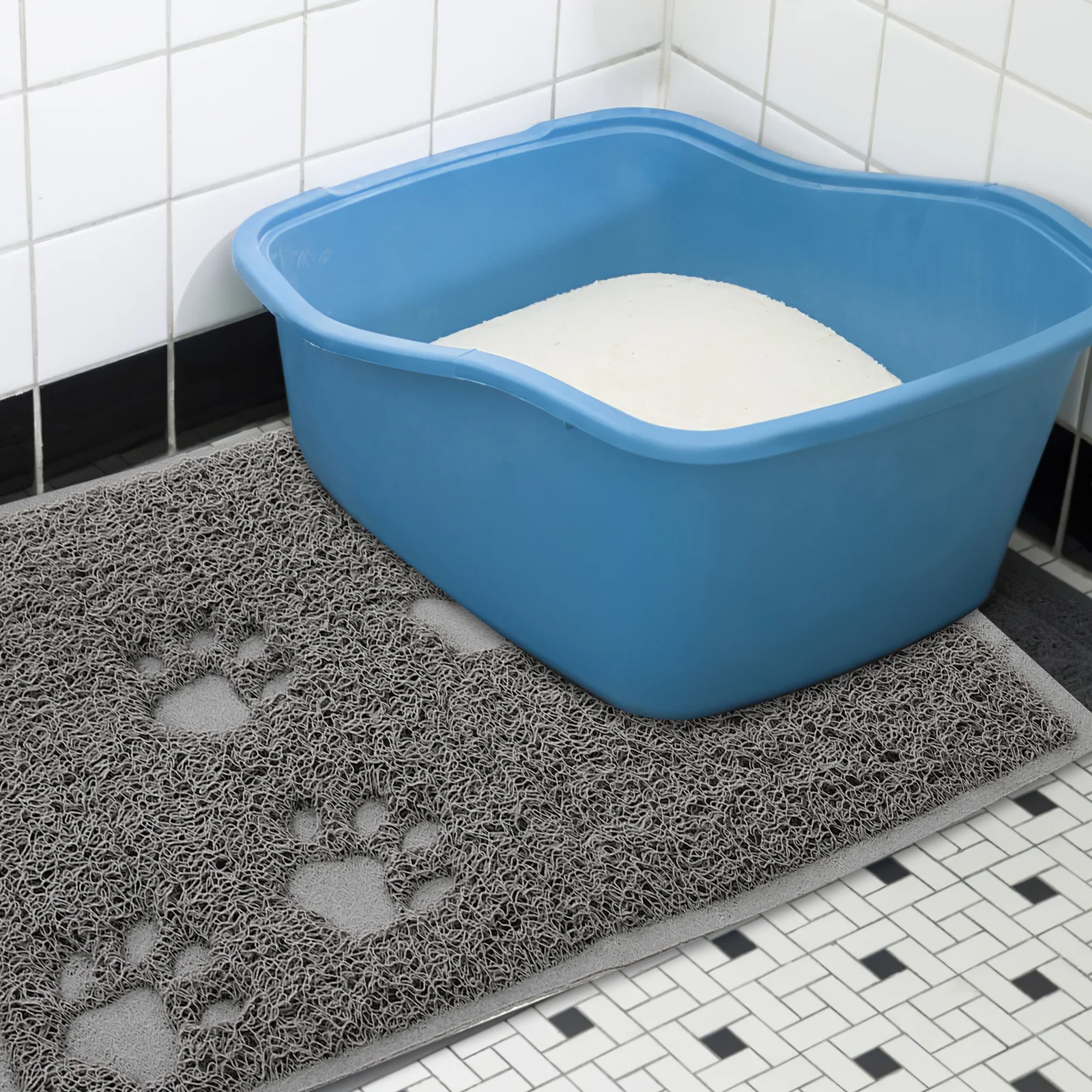 

2Pcs PVC Cat Litter Mat Non-Slip Pet Mat Durable Indoor Litter Box Pad Easy Clean Household Cat Cushion Lovely Design