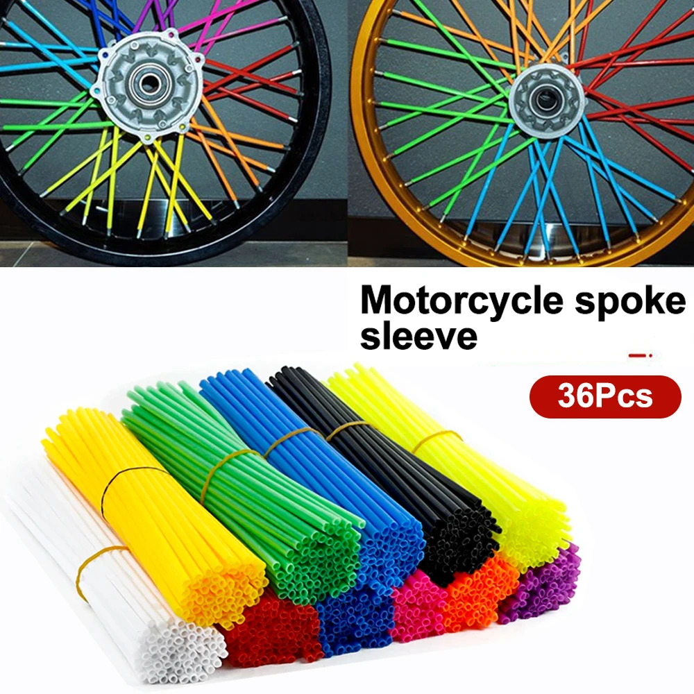 36pcs Motorcycle Wheel Spoked Protector Wraps Rims Skin Trim Covers Pipe For MX Motocross Dirt Pit Bike Enduro Supermoto Honda