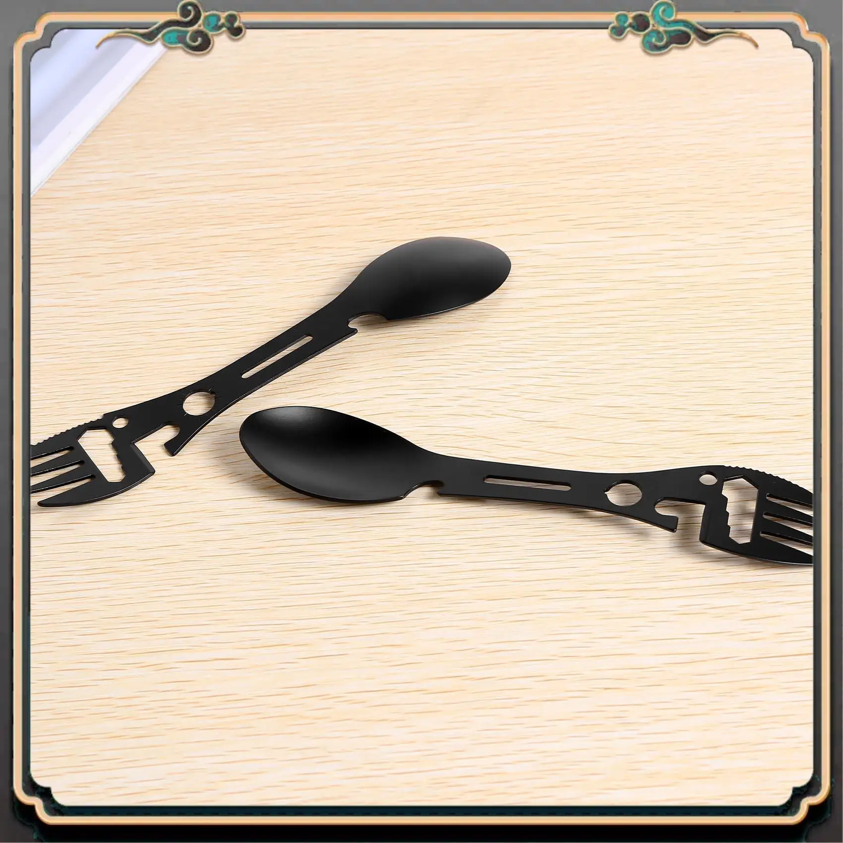 

Premium 4Pcs 10In1 Camping Spork Multi-Functional Spork Spoon Can Opener Serrated Wrench For Outdoor Hiking Backpacking