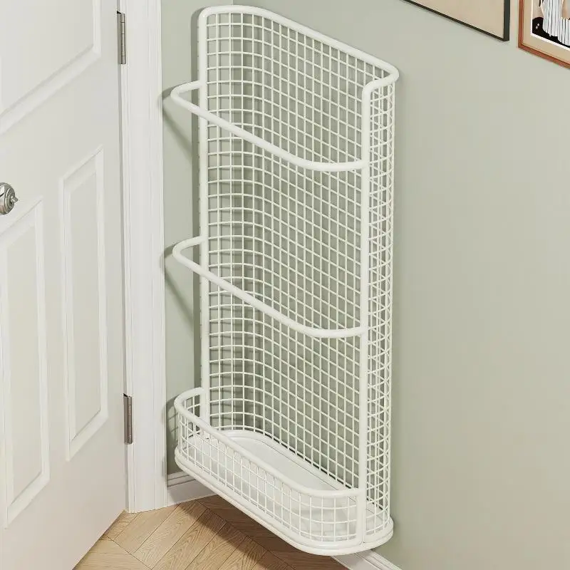 

Wall Mounted Umbrella Holder Weather Resistant Metal Mesh Storage Rack with Drip Tray for Outdoor Entryway