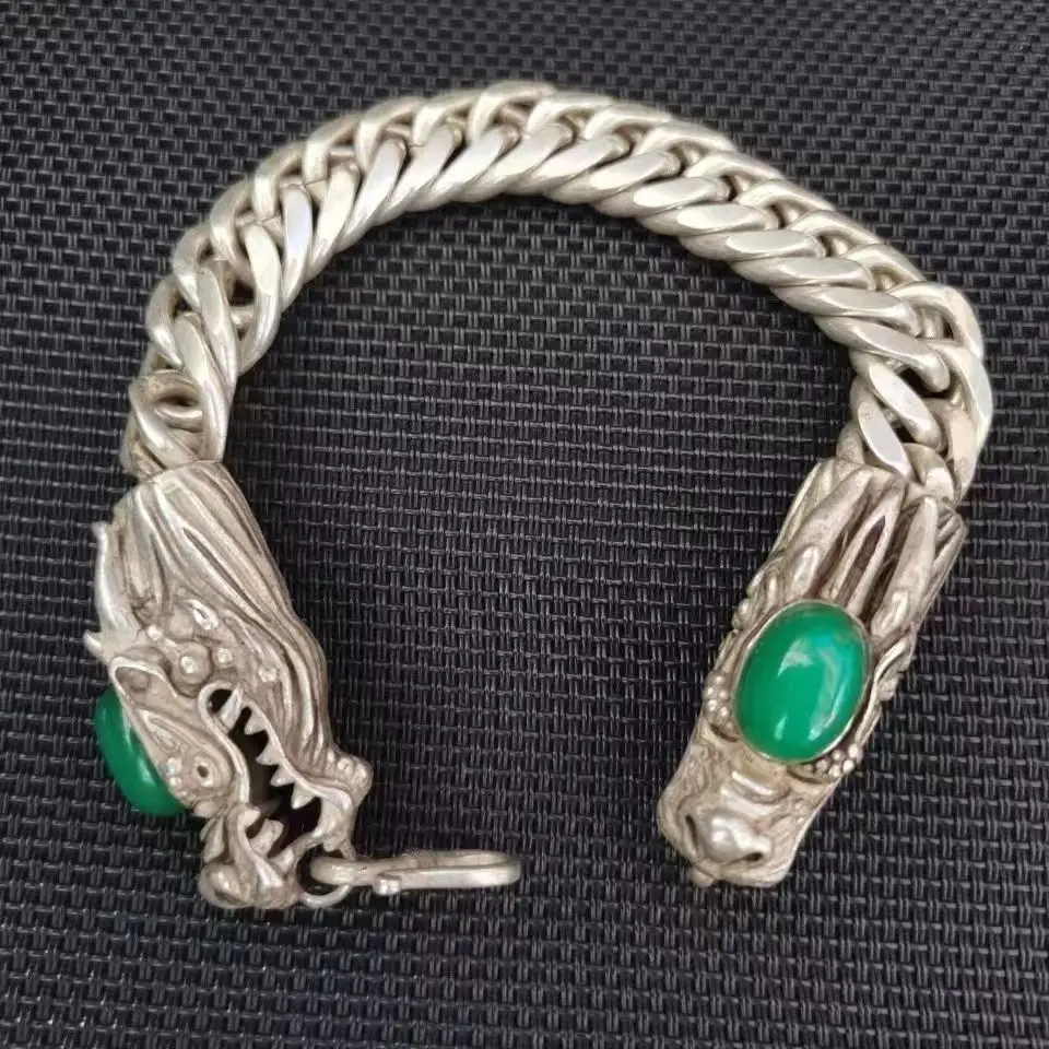 

Tibetan Silver Inlaid Bracelet Fashion Bangles Personality Charm Jewelry Exquisite Workmanship Men Women Couple Gift