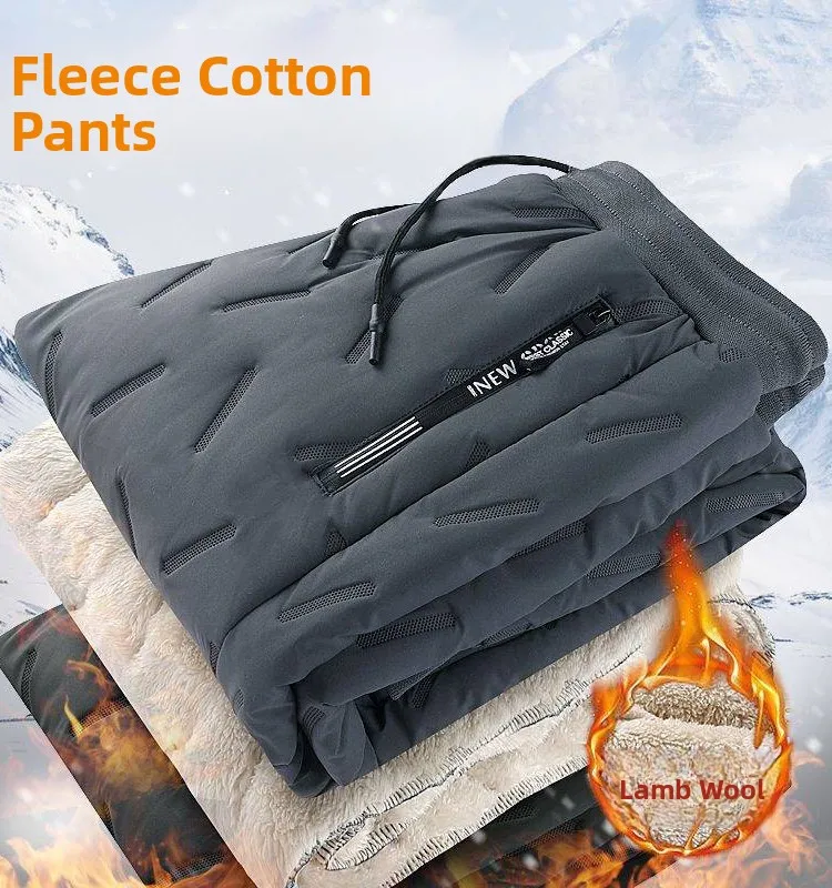 

Мужские зимние хлопковые брюки Thiened Lamb Velvet, свободные повседневные спортивные длинные брюки, теплая верхняя одежда, молодежная мода Sle