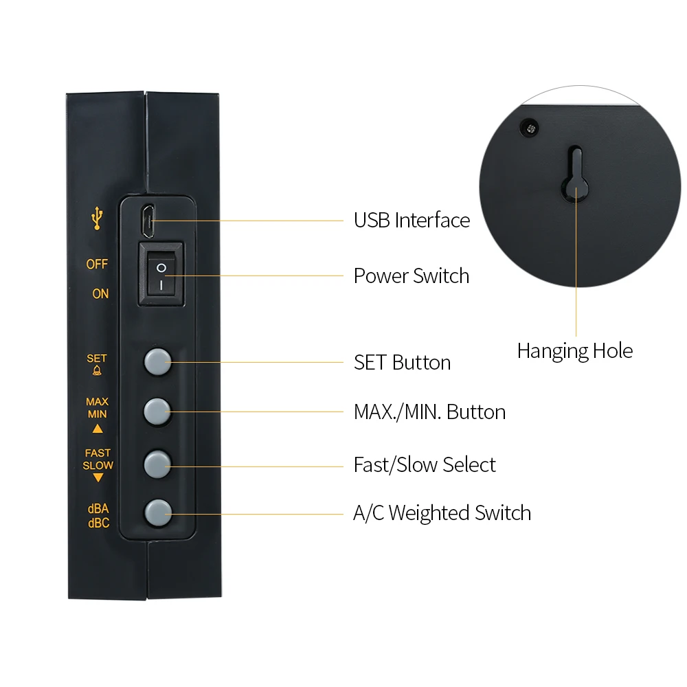 SMART SENSOR AR884A Sound Level Meter with Large LCD Screen Wall Mounted Digital Sound Level Meter Noisemeter Monitoring Tester