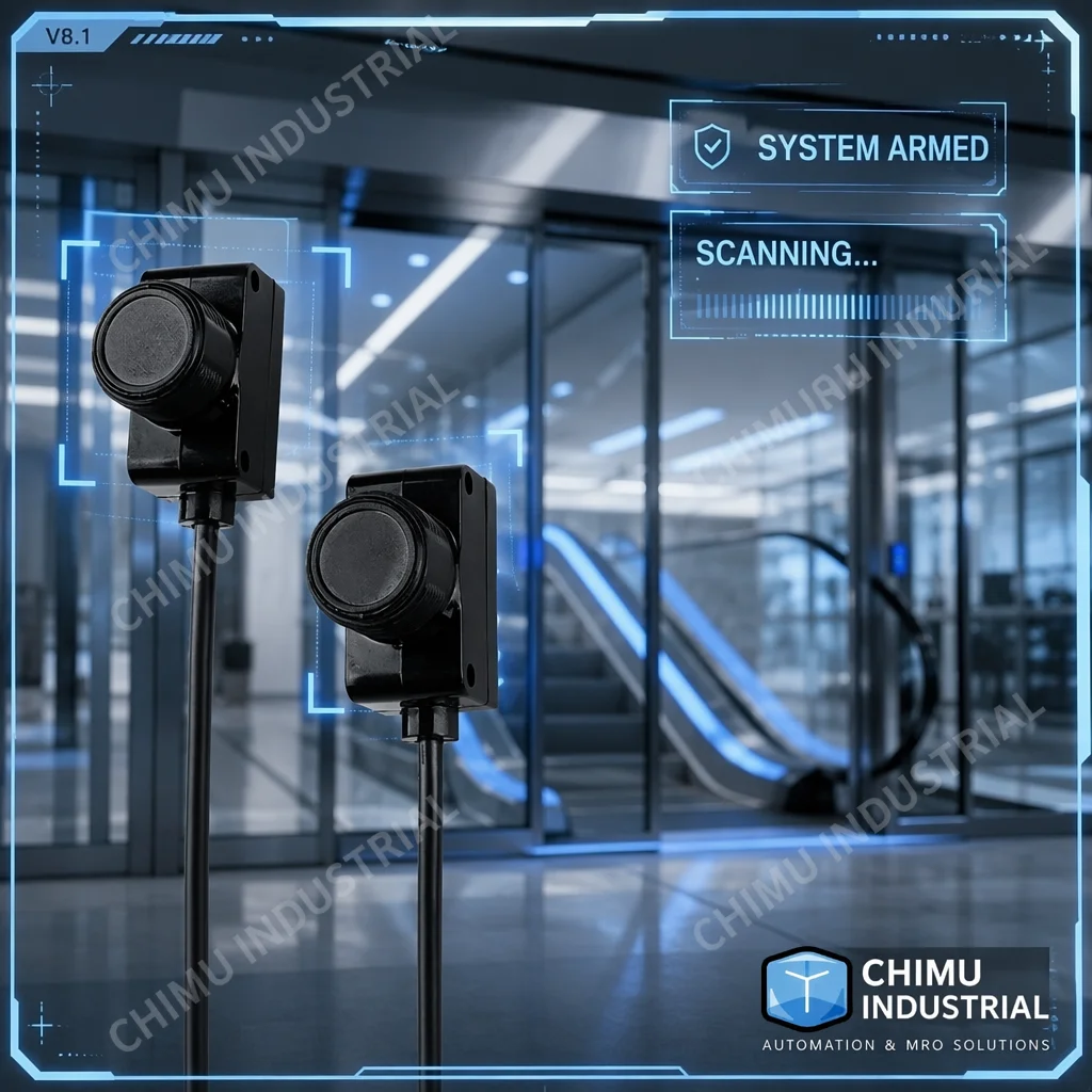【CHIMU INDUSTRIAL】MFC18N0-35M Through-Beam Photoelectric Sensor 35m Long Range NPN PNP NO NC for Omron Barrier Gate Escalator